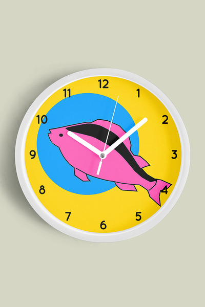 JHAAR Ceas de perete modern cu design abstract de pește - Cameră pentru copii...