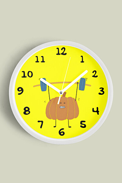 JHAAR Ceas de perete drăguț pentru camera copiilor, cu dovleac halterofil - 4...