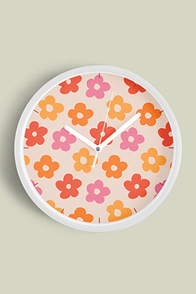 JHAAR Ceas de perete modern cu tematică florală colorată abstractă - 30 cm - ...