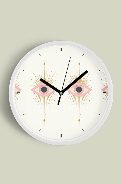 JHAAR ساعة حائط حديثة بتصميم رسم عيني تجريدي بموضوع الطاقة - 35 سم - هيكل أبي...