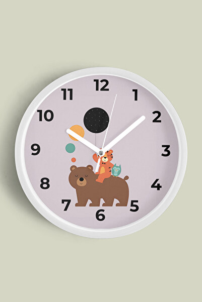 JHAAR Ceas de perete pentru camera copiilor cu design modern Animale drăguțe ...