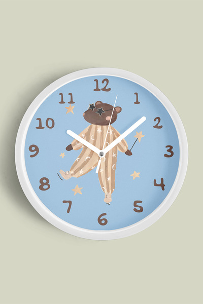 JHAAR Ceas de perete pentru camera copiilor cu design Ursul Magic - 42cm - Ca...