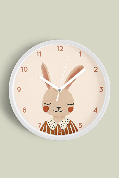JHAAR Sevimli Zarif Tavşan Çocuk Odası Modern Duvar Saati - 30cm - Önü Camlı ...