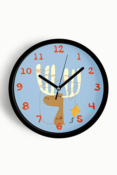 JHAAR ساعة حائط لغرفة الأطفال على شكل غزال لطيف يرفرف بالذيل - 30 سم - هيكل أ...
