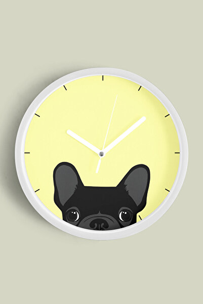 JHAAR Ceas de perete modern cu design câine buldog francez - Sufragerie, Came...