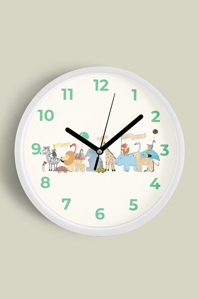 JHAAR Ceas de perete modern pentru camera copiilor cu tematică Animale drăguț...