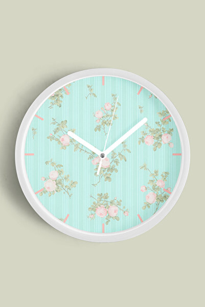 JHAAR Ceas de perete modern cu tematică florală abstractă - 35 cm - Carcasă a...