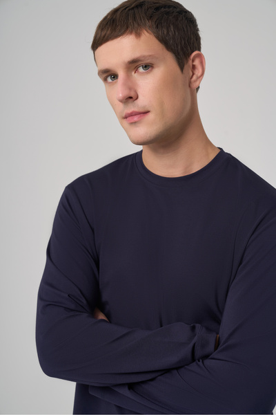 Morven Men's Navy Blue Trend Crew Neck Rayon Sweatshirt