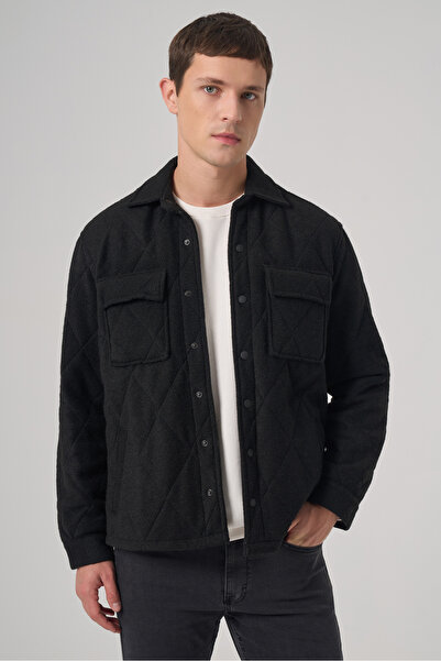 Morven Men's Black Wool Dynamic Fit Berber Collar Coat