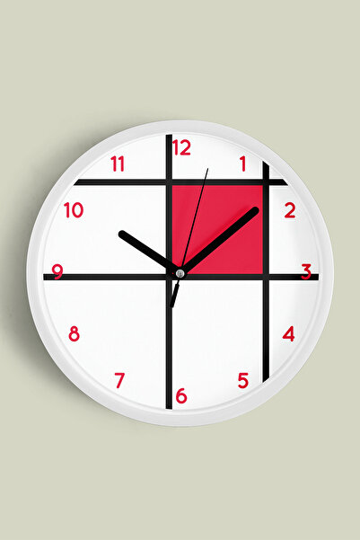 JHAAR ساعة حائط حديثة بتصميم هندسي - 30 سم - هيكل أبيض مع زجاج أمامي - آلية ص...