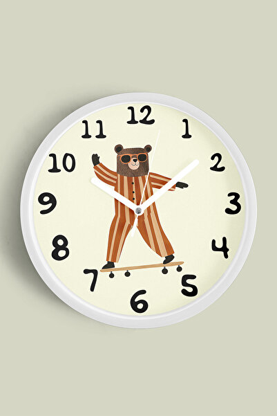 JHAAR Ursuleț drăguț care face skateboarding cu ochelari de soare Ceas de per...