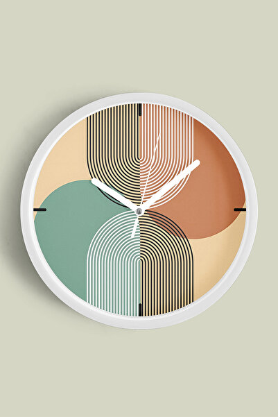 JHAAR Ceas de perete modern cu design abstract - 35 cm - Carcasă albă cu stic...