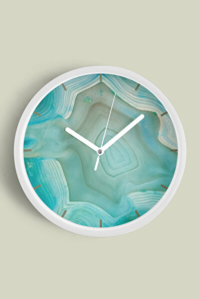 JHAAR Ceas de perete modern cu model din piatră de agat turcoaz - 30 cm - Car...