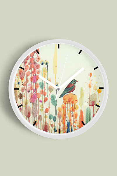 JHAAR Natură abstractă - Ceas de perete modern cu tematică peisaj cu păsări -...
