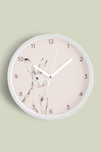 JHAAR Ceas de perete cu design modern, abstract, cu iepure - 42 cm - Carcasă ...