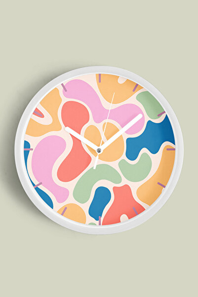 JHAAR Ceas de perete cu design modern - 30 cm - Carcasă albă cu sticlă fronta...