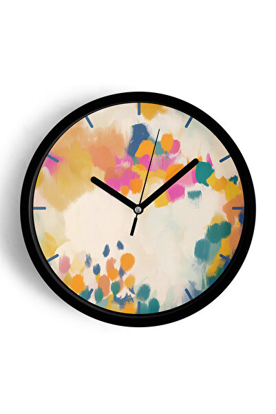 JHAAR Ceas de perete cu design modern, cu aspect de vopsea în ulei și perie d...