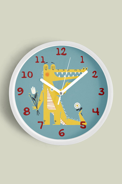 JHAAR Ceas de perete drăguț cu crocodil pentru camera copiilor - 35cm - Carca...