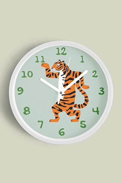 JHAAR Ceas de perete drăguț cu tigru pentru camera copiilor - 25 cm - Carcasă...