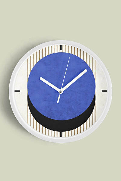 JHAAR Ceas de perete modern cu design abstract - 42 cm - Carcasă albă cu stic...