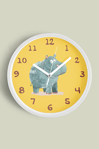 JHAAR Ceas de perete drăguț cu hipopotami pentru camera copiilor - 35 cm - Ca...