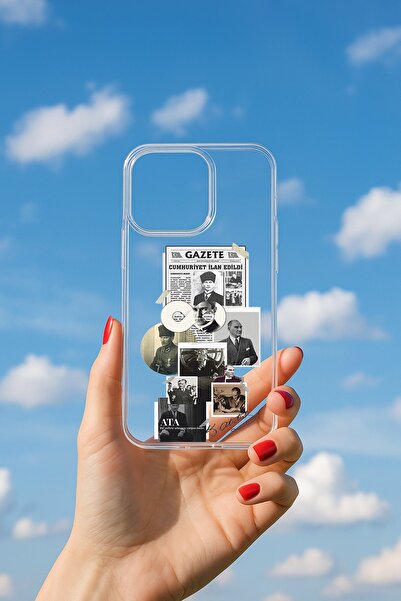 LivaLime iPhone 13 Pro Uyumlu ATATÜRK Gazete Kolaj Baskılı Sert Sararmayan Şe...