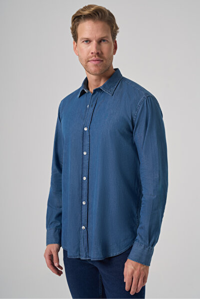 Morven Men's Indigo Trend Dynamic Fit Denim Shirt