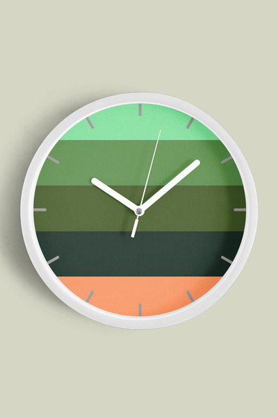 JHAAR ساعة حائط بتصميم عصري مخطط - 30 سم - هيكل أبيض مع زجاج أمامي - آلية صامتة