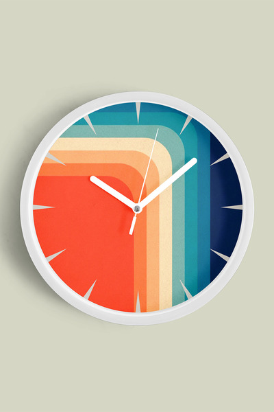 JHAAR Ceas de perete modern cu design abstract - 42 cm - Carcasă albă cu stic...