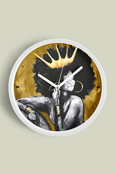 JHAAR ساعة حائط بتصميم عصري على شكل إنسان أسود - 35 سم - هيكل أبيض مع زجاج أم...