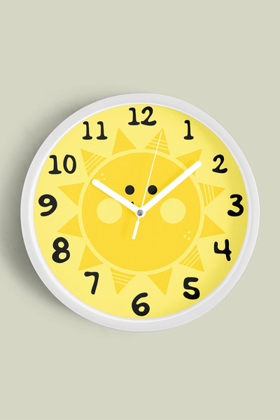 JHAAR Ceas de perete modern drăguț Sun pentru camera copiilor - 25 cm - Carca...