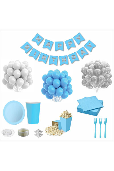 ZENVİVA Blue and White 24-Person Birthday Set