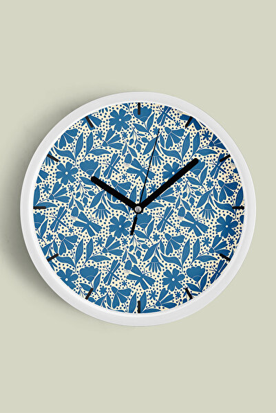 JHAAR ساعة حائط حديثة بتصميم زهور تجريدية ملونة - 30 سم - هيكل أبيض مع واجهة ...