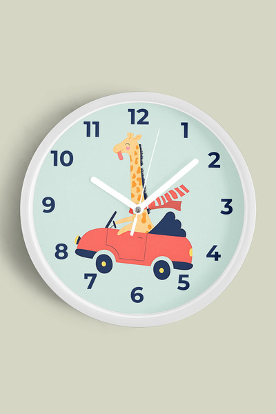 JHAAR Ceas de perete pentru camera copiilor cu girafa drăguță la volan - 35cm...