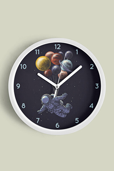 JHAAR Ceas de perete modern cu tematică spațială - astronaut - planetară - pe...