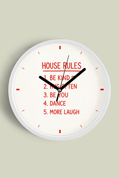 JHAAR Design modern cu litere - „Reguli de casă” - Ceas de perete „Reguli de ...