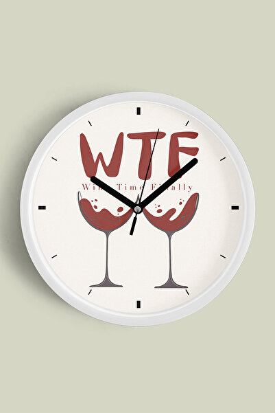 JHAAR ساعة حائط عصرية بتصميم كأس النبيذ - 35 سم - هيكل أبيض مع واجهة زجاجية -...