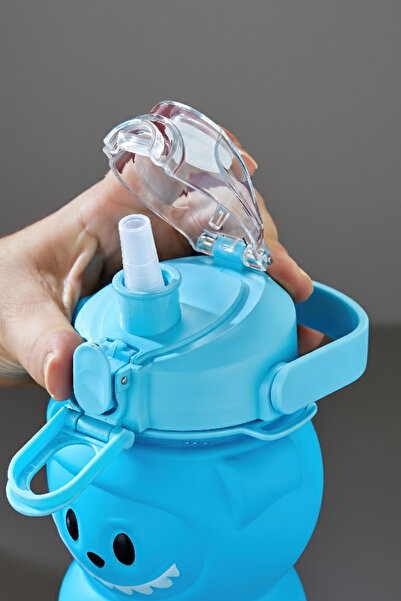 espashome Labubu Water Bottle - 1000 ml Portable with Handle, Straw, Bpa-Free, Lockable and Leak-Proof Lid - Blue