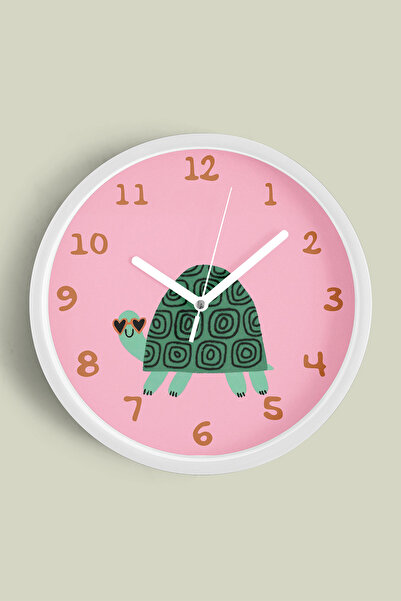 JHAAR Ceas de perete pentru camera copiilor cu broasca testoasa - 25cm - Carc...