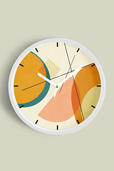 JHAAR Abstract - Ceas de perete modern boem - 35cm - Carcasă albă cu sticlă f...