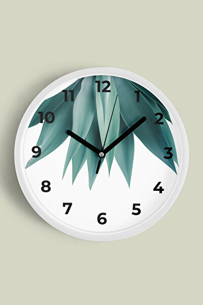 JHAAR Ceas de perete modern boem cu model de frunze - 25 cm - Carcasă albă cu...