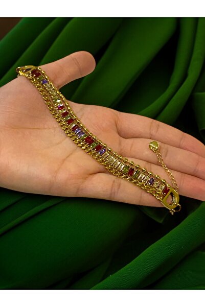 NEW STYLE A luxurious and elegant women's bracelet, adorned with colored zircon stones, measuring 16 + 5 cm, and comes in a suitable gift box.