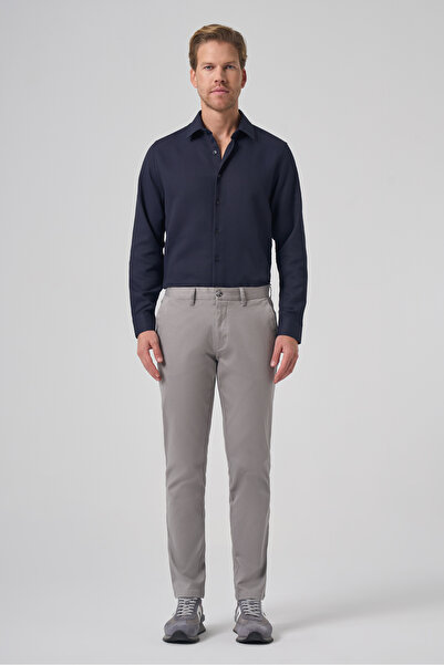 Morven Men's Gray Cotton Trend Slim Fit Chino Trousers