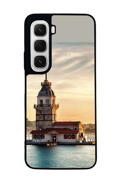 Aksel Kılıf متوافق مع هاتف INFINIX Hot 60i مطبوع ، أسود غير لامع، سيليكون ناع...