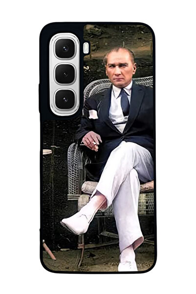 Aksel Kılıf متوافق مع هاتف INFINIX Hot 60i مطبوع ، أسود غير لامع، سيليكون ناع...