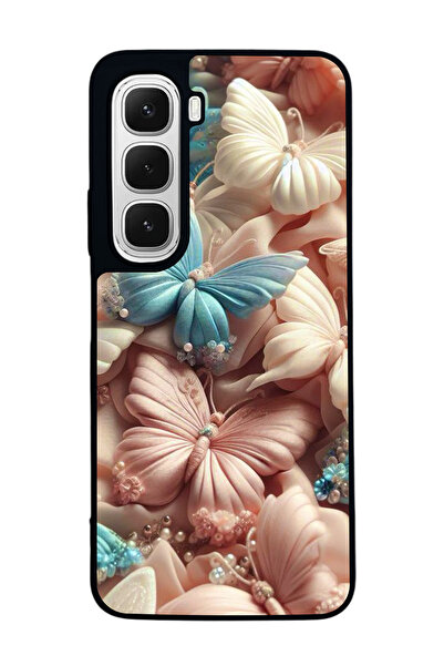 Aksel Kılıf متوافق مع هاتف INFINIX Hot 60i مطبوع ، أسود غير لامع، سيليكون ناع...