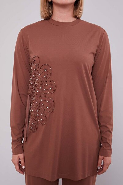 Levidor Stone Double Set with Coffee Edge Pattern Detail