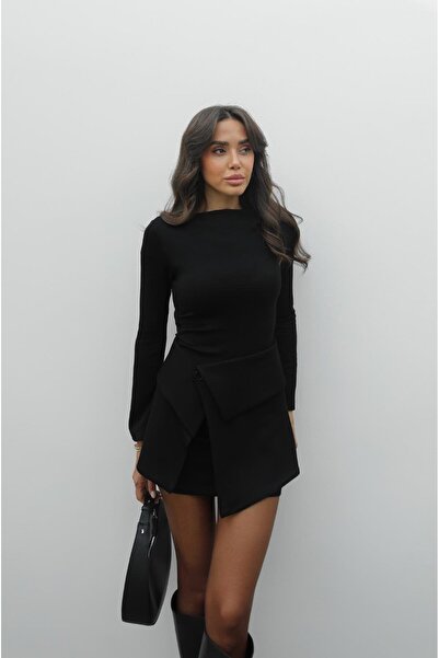 Havoş Black Skirt Piece Detailed Dress