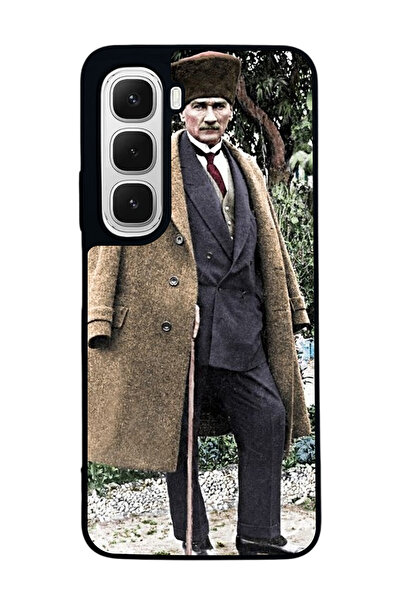 Aksel Kılıf متوافق مع هاتف INFINIX Hot 60i مطبوع ، أسود غير لامع، سيليكون ناع...