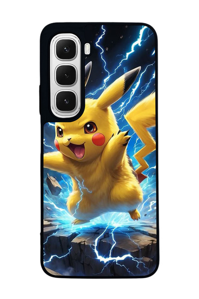 Aksel Kılıf متوافق مع هاتف INFINIX Hot 60i مطبوع ، أسود غير لامع، سيليكون ناع...